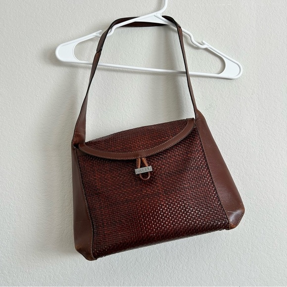 Bally Woven Leather Shoulder Handbag Rich Brown Late 90s/Early 2000s - Picture 6 of 16